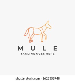 Vector Logo Illustration Mule Elegant Line Art Style