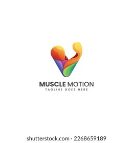 Vektorlogo-Illustration Muscle Motion Gradient Farbstil.
