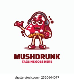 Vector Logo Illustration Mush Drunk  Mascot Cartoon Style