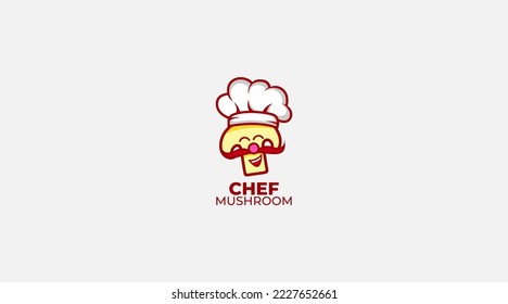 Vector Logo Illustration Mushroom Chef Simple Mascot Style