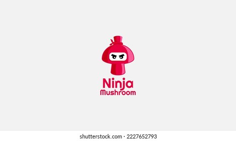 Vector Logo Illustration Mushroom Ninja Simple Mascot Style