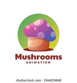 Ilustración con logotipo vectorial Estilo de color gradiente de hongos.