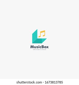 Vector Logo Illustration Music Box Gradient Colorful Style.