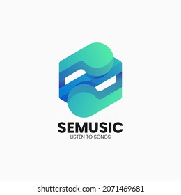 Vector Logo Illustration Music Gradient Colorful Style.