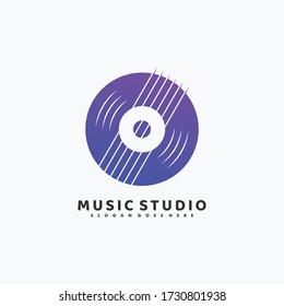 Vector Logo Illustration Music Studio Gradient Colorful Style