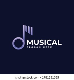 Vector Logo Illustration Musical Gradient Line Art Style.