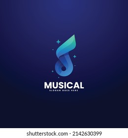 Vector Logo Illustration Musical Gradient Colorful Style.