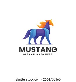 Vector Logo Illustration Mustang Gradient Colorful Style.