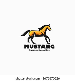 Vector Logo Illustration Mustang Mascot Cartoon Style.