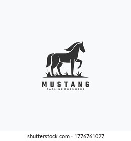Vector Logo Illustration Mustang Silhouette Style.