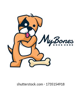 Vector Logo Illustration My Bones Mascot Cartoon Style.