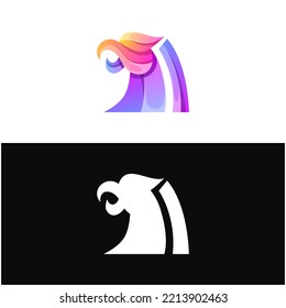 Vector logo illustration mystery eagle gradient colorful style