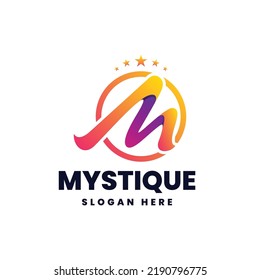 Vector logo illustration Mystique gradient colorful style