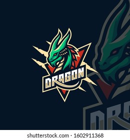 Vector Logo Illustration Mythology Dragon Beast in Sports and E-sports Emblem Badge Style