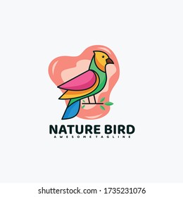 Vector Logo Illustration Nature Bird Mascot Cartoon Style.