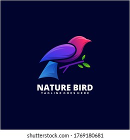 Logo Vector Ilustración Naturaleza Gradiente de pájaro Estilo colorido.