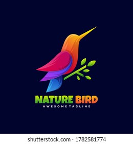 Vector Logo Illustration Nature Bird Gradient Colorful Style.