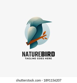 Vector Logo Illustration Nature Bird Gradient Colorful Style.