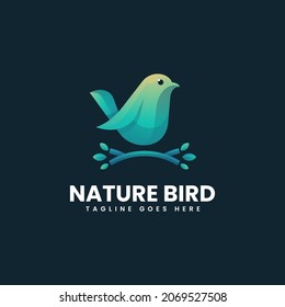 Vector Logo Illustration Nature Bird Gradient Colorful Style.