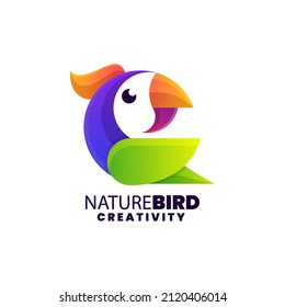 Logo Vector Ilustración Naturaleza Gradiente de pájaro Estilo colorido.