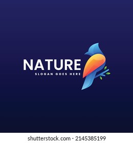 Vector Logo Illustration Nature Bird Gradient Colorful Style.