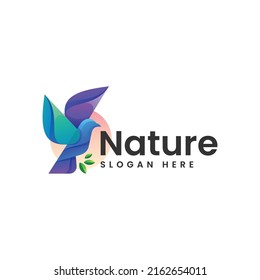 Vector Logo Illustration Nature Bird Gradient Colorful Style.