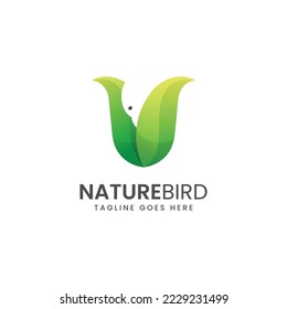 Logo Vector Ilustración Naturaleza Estilo de color gradiente de pájaro