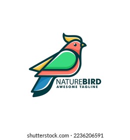 Vector Logo Illustration Nature Bird Simple Mascot Style.