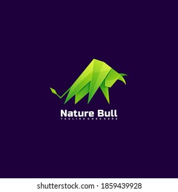 Vector Logo Illustration Nature Bull Gradient Colorful Style.