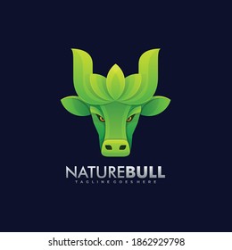 Vector Logo Illustration Nature Bull Gradient Colorful Style.