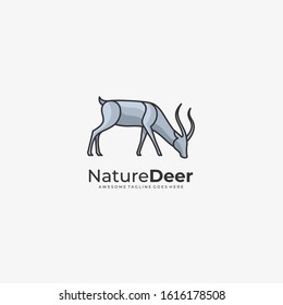 Vector Logo Illustration Nature Deer Line Art Style