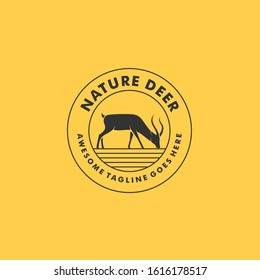 Vector Logo Illustration Nature Deer Vintage Badge