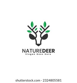 Vector Logo Illustration Nature Deer Line Art Style