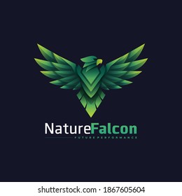 Vector Logo Illustration Nature Falcon Gradient Colorful Style.