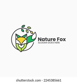 Vector Logo Illustration Nature Fox Simple Mascot Style.