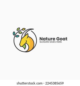 Vector Logo Illustration Nature Goat Simple Mascot Style.