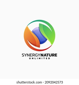 Vector Logo Illustration Nature Gradient Colorful Style.