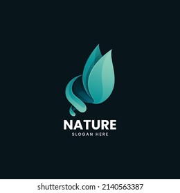 Vector Logo Illustration Nature Gradient Colorful Style.