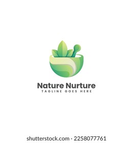 Vector Logo Illustration Nature Gradient Colorful Style.