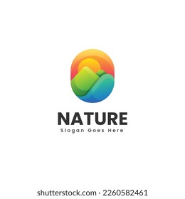Logotipo vectorial Ilustración Naturaleza Gradiente Estilo Colorido.