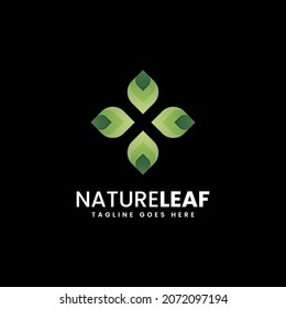 Logotipo vectorial Ilustración Estilo de color gradiente de la hoja natural.