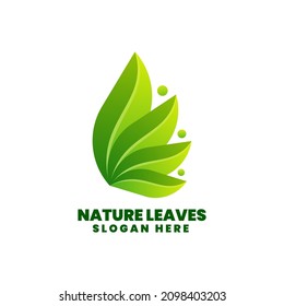 Vector Logo Illustration Nature Leaf Gradient Colorful Style.