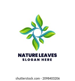 Vector Logo Illustration Nature Leaf Gradient Colorful Style.