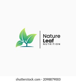 Vector Logo Illustration Nature Leaf Gradient Colorful Style.