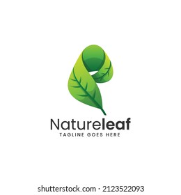 Vector Logo Illustration Nature Leaf Gradient Colorful Style.