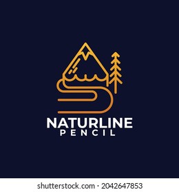 Vector Logo Illustration Nature Line Art Style.