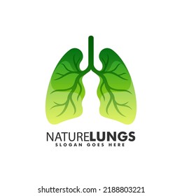 Vector Logo Illustration Nature Lungs Gradient Colorful Style.