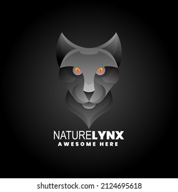 Vector Logo Illustration Nature Lynx Gradient Colorful Style.