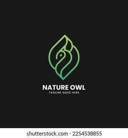 Logo Vector Ilustración Estilo de degradado de la línea de búho de la naturaleza de la línea de arte.