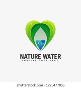 Vector Logo Illustration Nature Water Gradient Colorful Style.